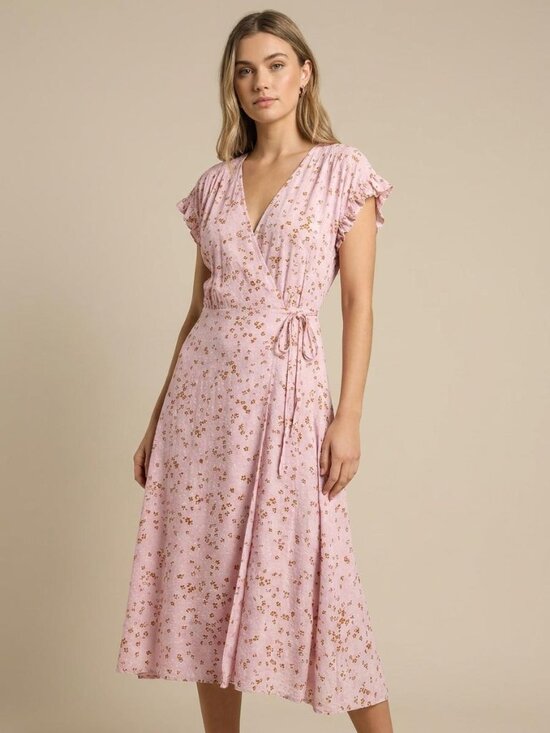 Joie Dresses & Skirts - Joie Lavender Floral Wrap Midi Dress Ruffle Sleeve Small